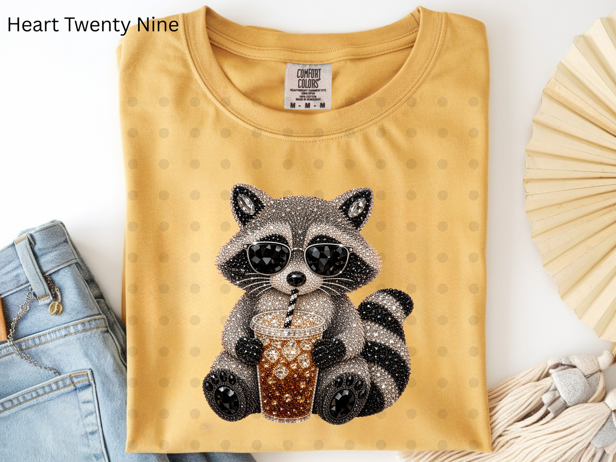 A68 Rhinestone coffee and Raccoon