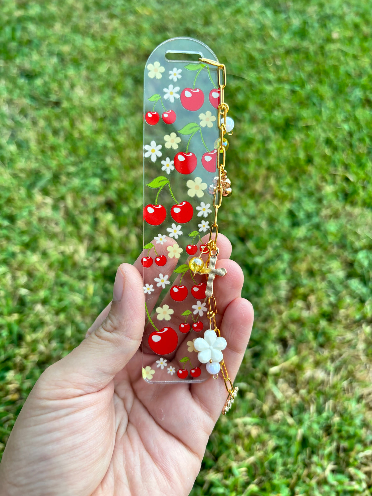 Cherries and Flowers Bookmark